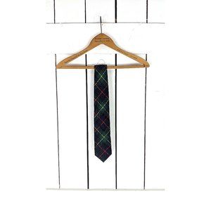Vintage green plaid wool neck tie